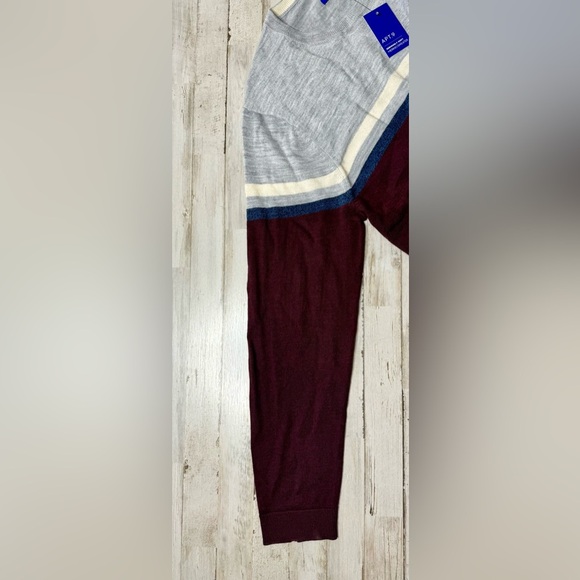 Apt 9 Seriously Soft Merino Wool Blend Sweater Mens XL Burgundy Colorblock NWT - Picture 9 of 13